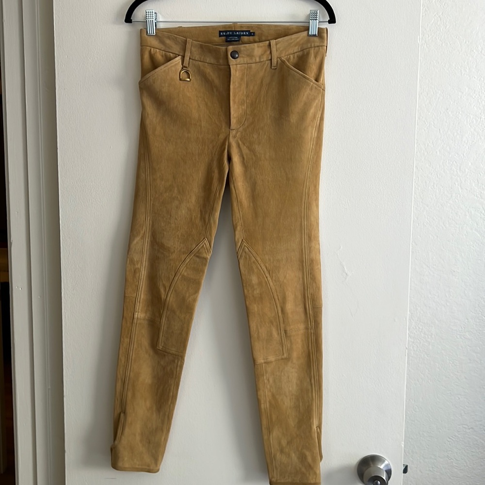 Ralph Lauren Blue Label tan suede Jodhpur.